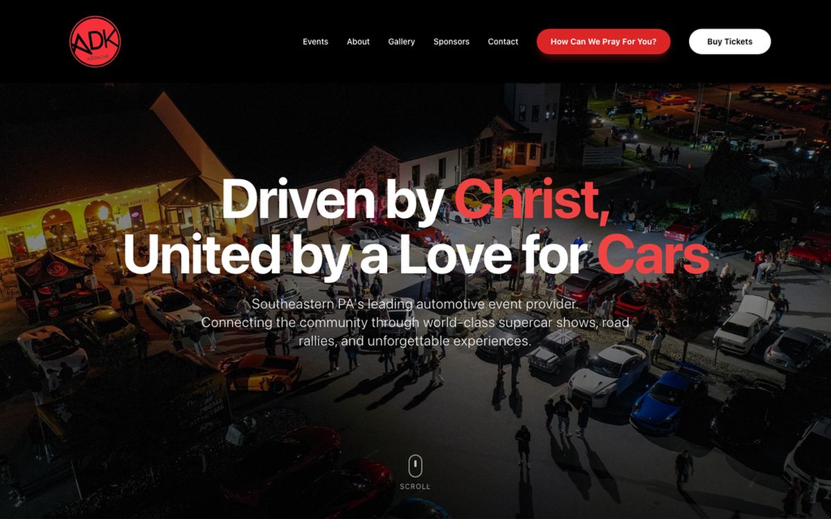 ADK homepage, an automotive community site designed by MAC Labs